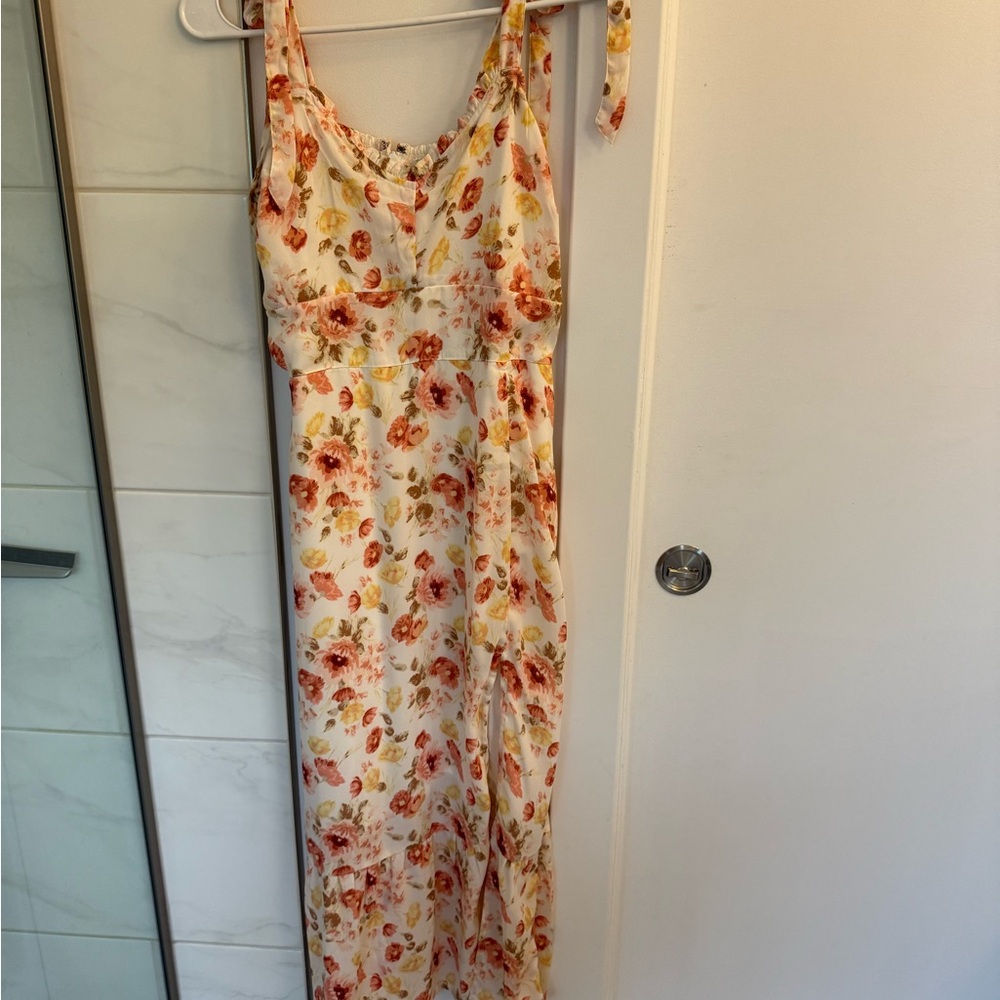 Abercrombie & Fitch Floral Print Maxi Dress - Cream and Red
